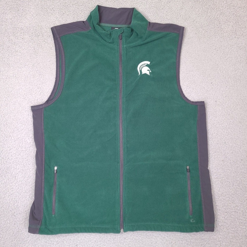 Michigan State Spartans Vest‎ Fleece Mens XXL Green Full Zip MSU Colosseum